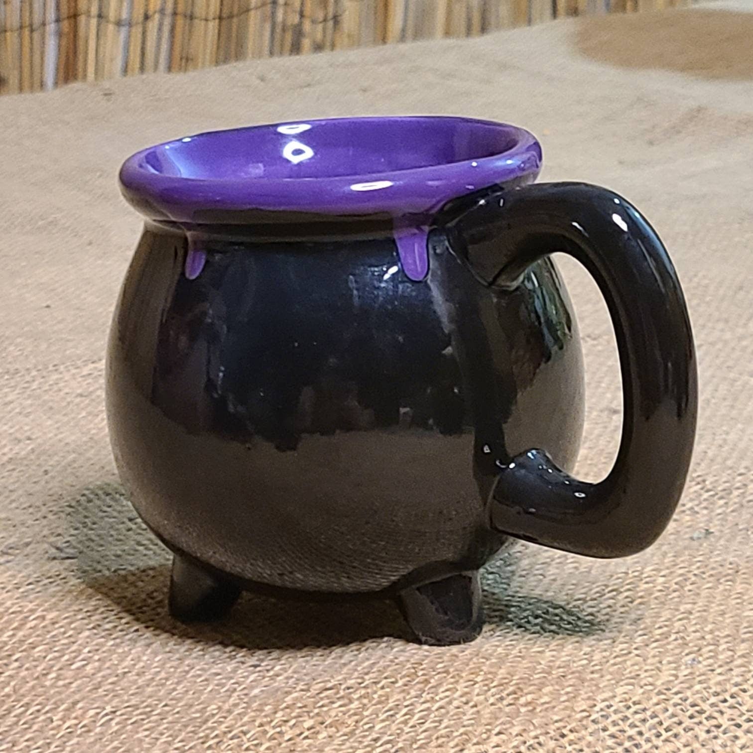 Purple Potion Hand Glazed Cauldron Coffee Mug