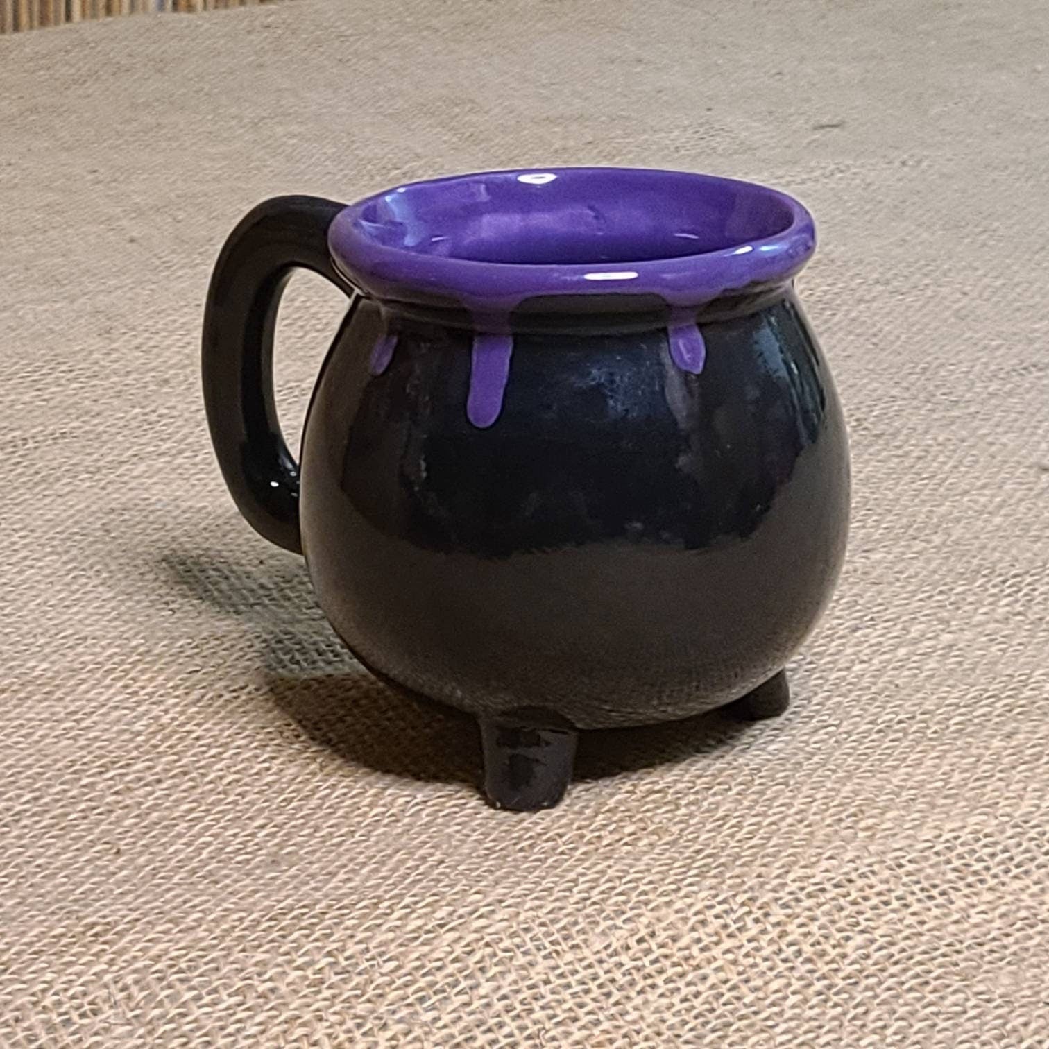 Purple Potion Hand Glazed Cauldron Coffee Mug