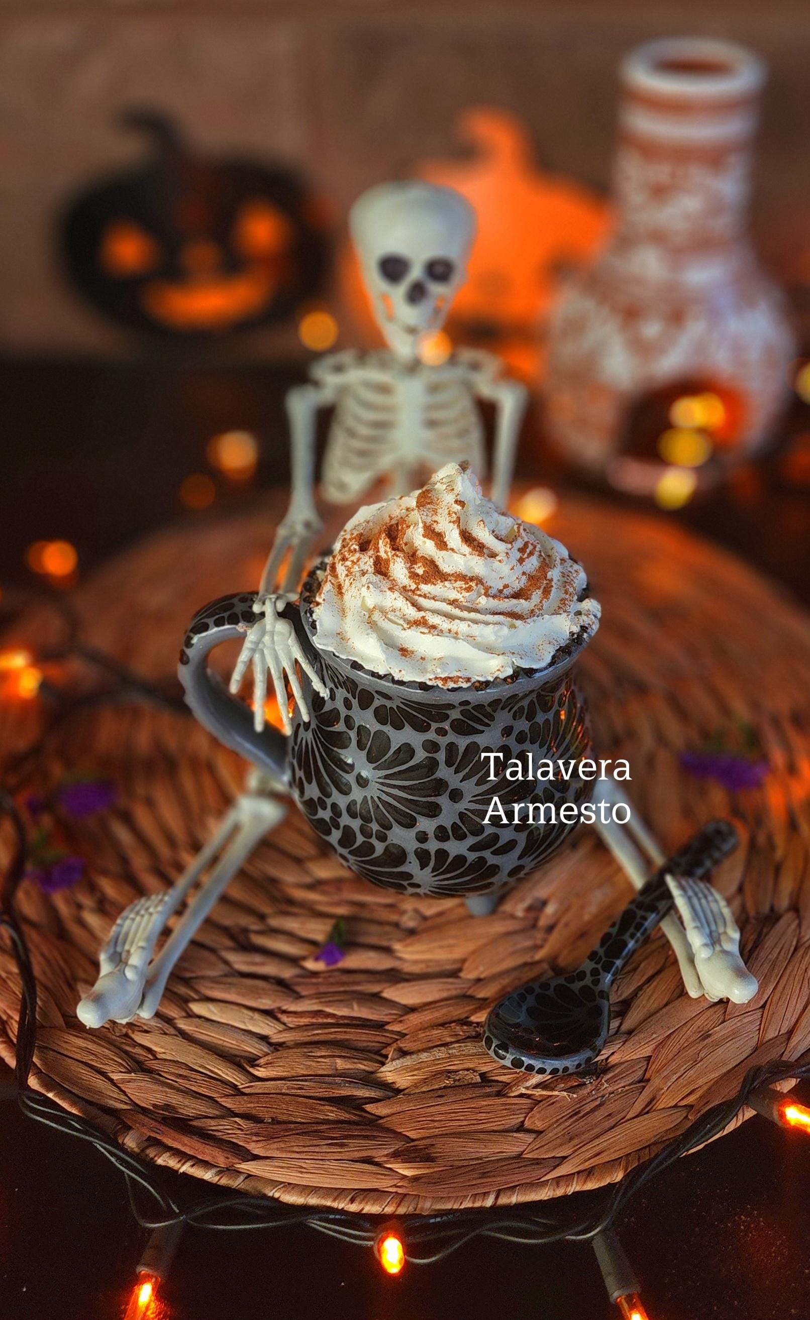 Talavera cauldron mug w spoon coquette fall