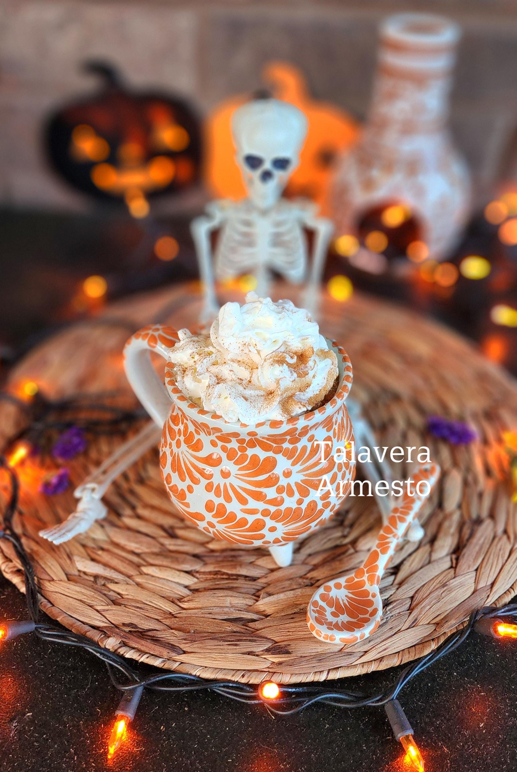 Talavera cauldron mug w spoon coquette fall