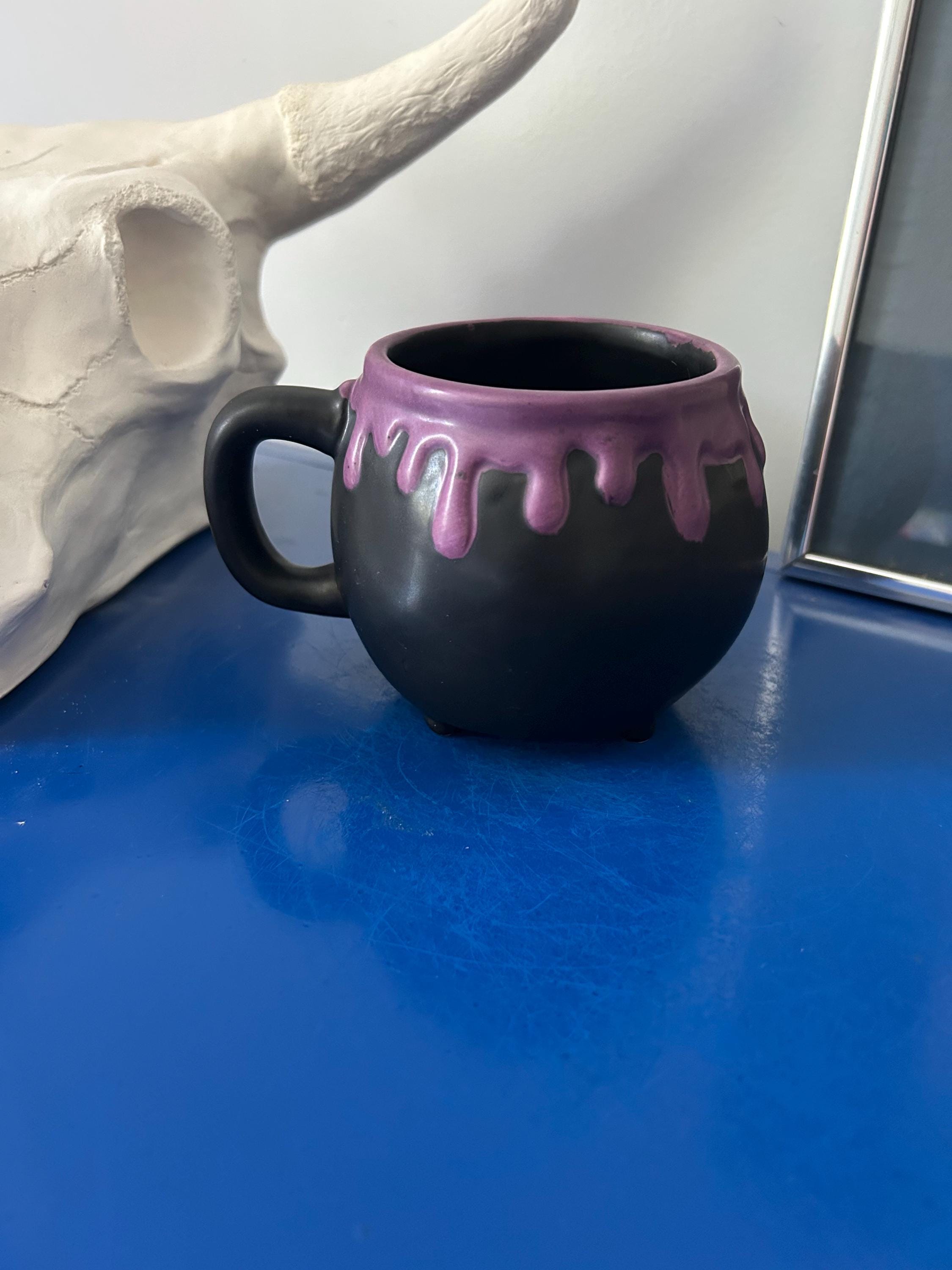 Rae Dunn Purple and Black Cauldron Shaped Witch’s Brew Mug