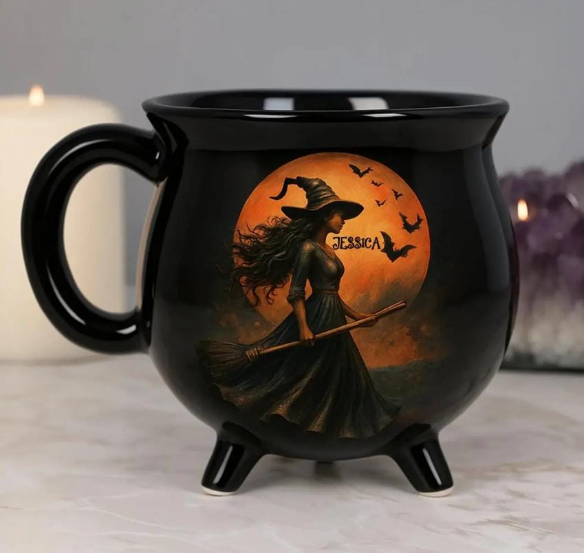 Magical Witch with Bats Coffee Mug