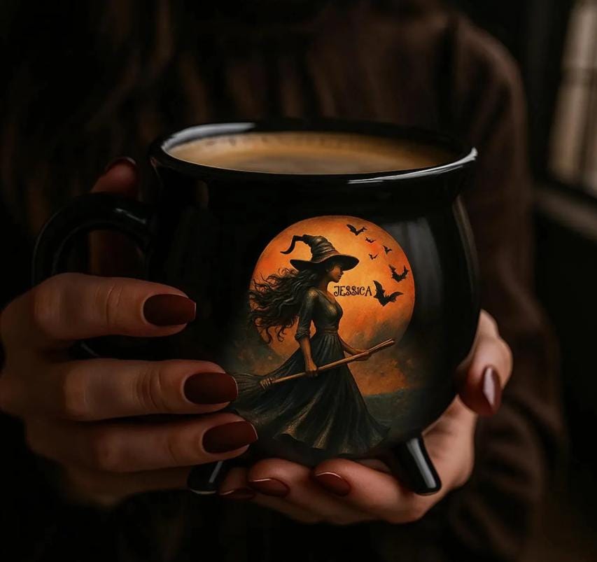 Magical Witch with Bats Coffee Mug