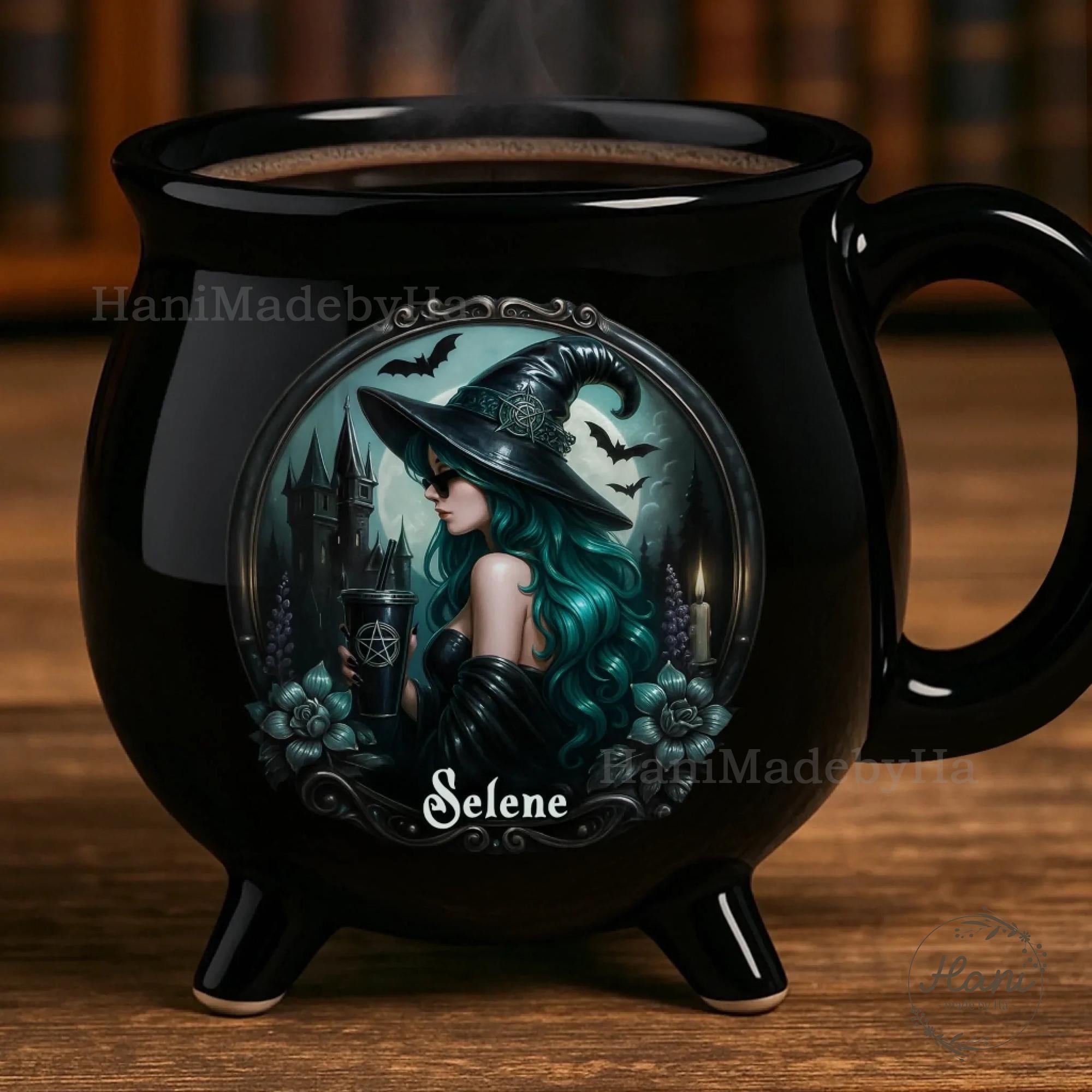 Personalized Mystic Witch Vibes Ceramic Cauldron Coffee Mug