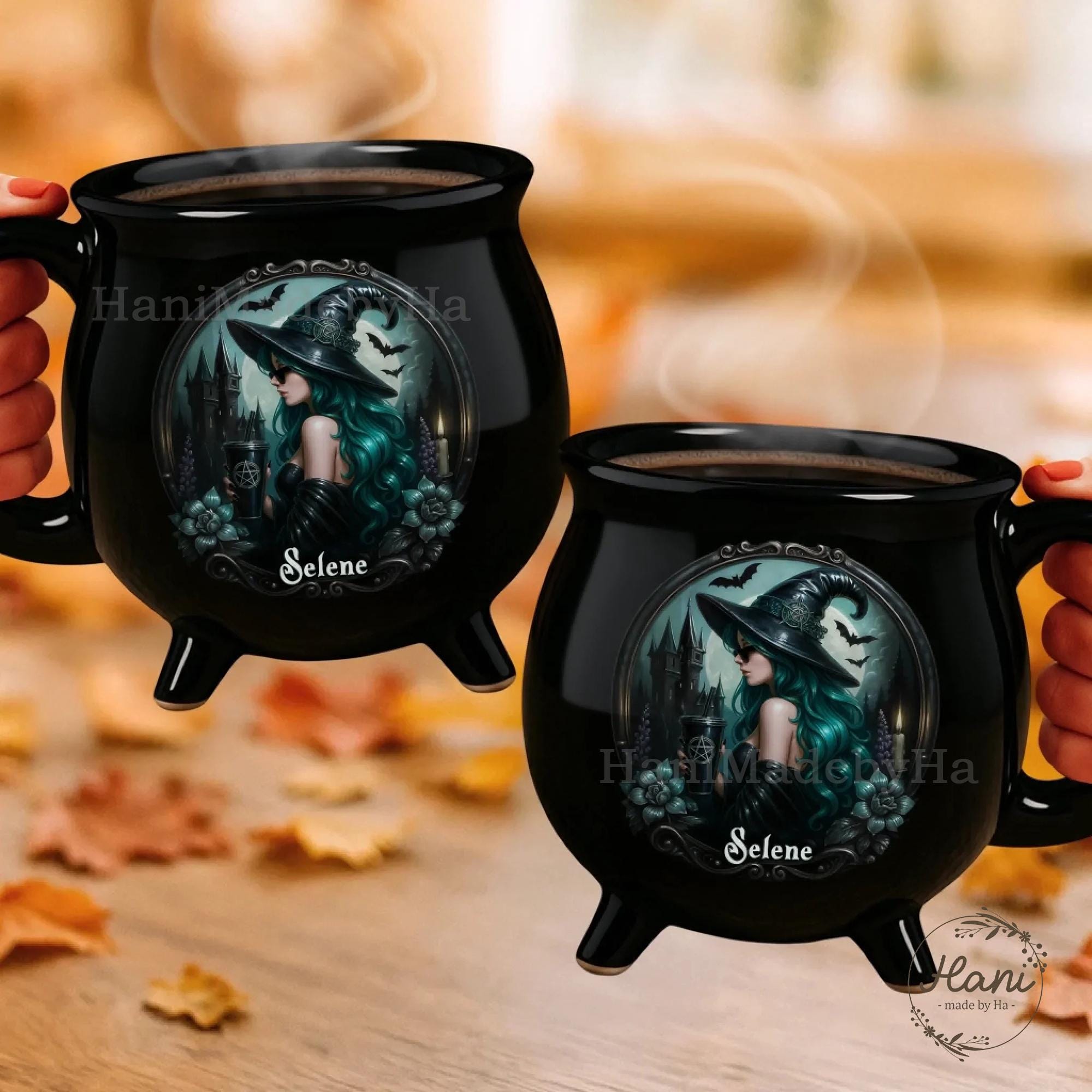 Personalized Mystic Witch Vibes Ceramic Cauldron Coffee Mug