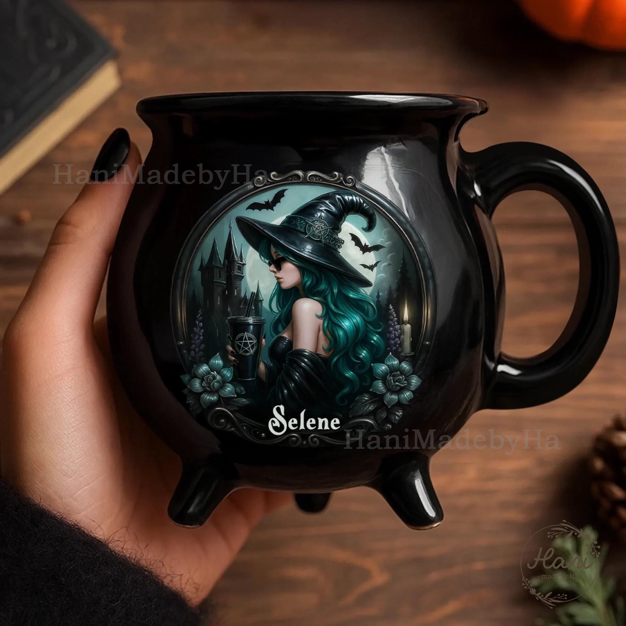 Personalized Mystic Witch Vibes Ceramic Cauldron Coffee Mug