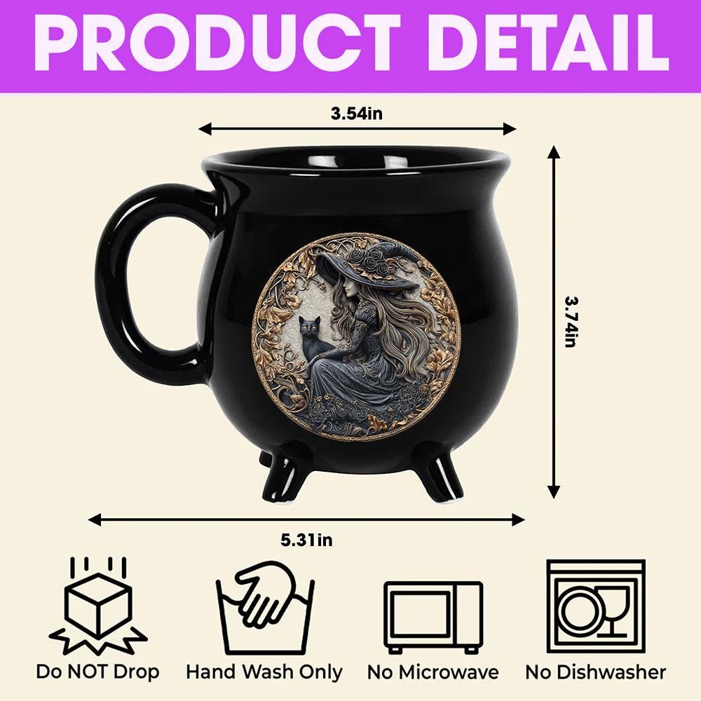 Gothic Witchy Cauldron Cup for Spooky