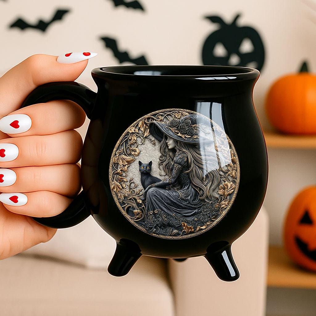Gothic Witchy Cauldron Cup for Spooky