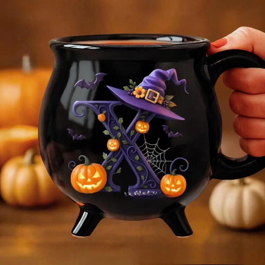 Personalized Name Ceramic Cauldron Halloween Mug
