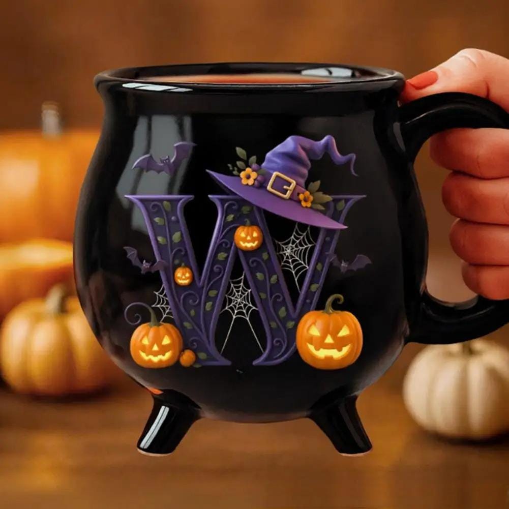 Personalized Name Ceramic Cauldron Halloween Mug