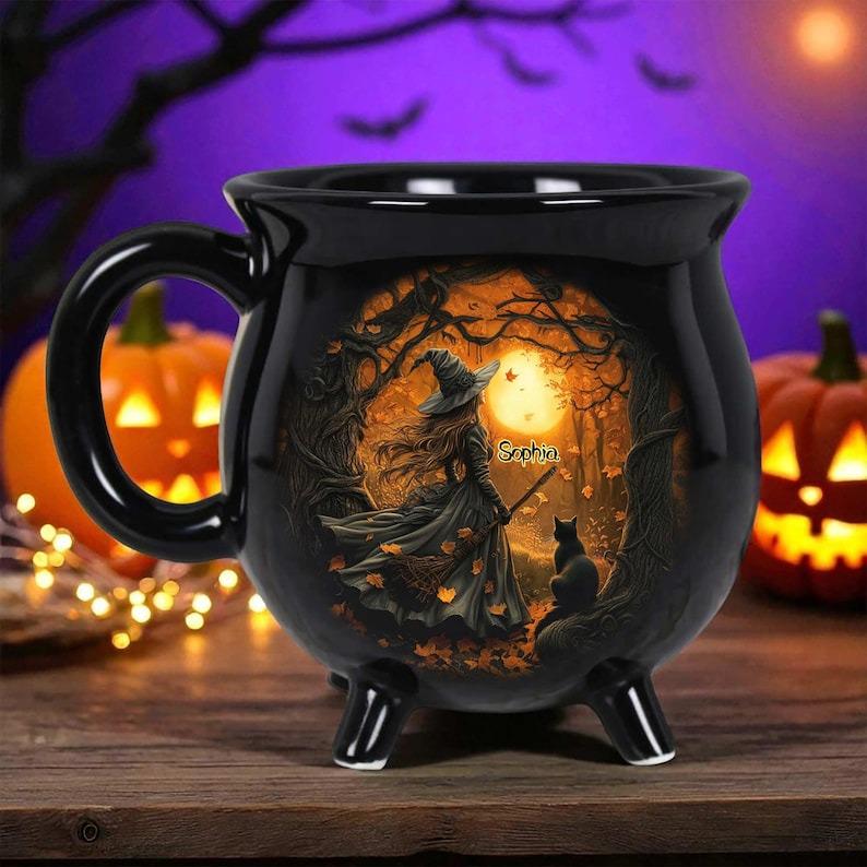 Custom Name Gothic Witch Mug for Halloween