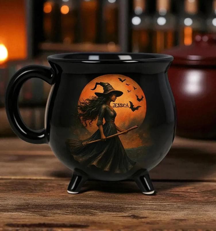 Magical Witch with Bats Coffee Mug