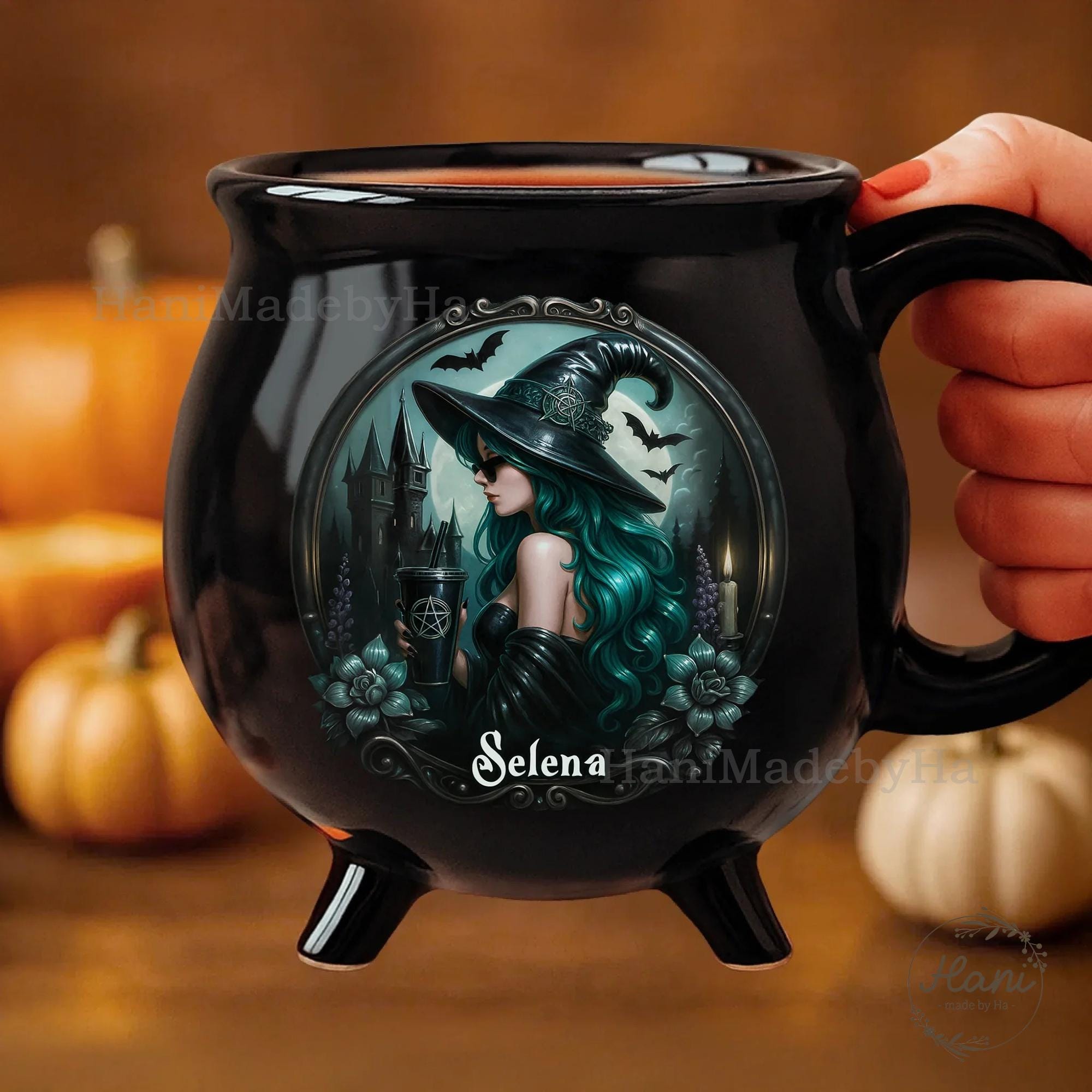 Personalized Mystic Witch Vibes Ceramic Cauldron Coffee Mug