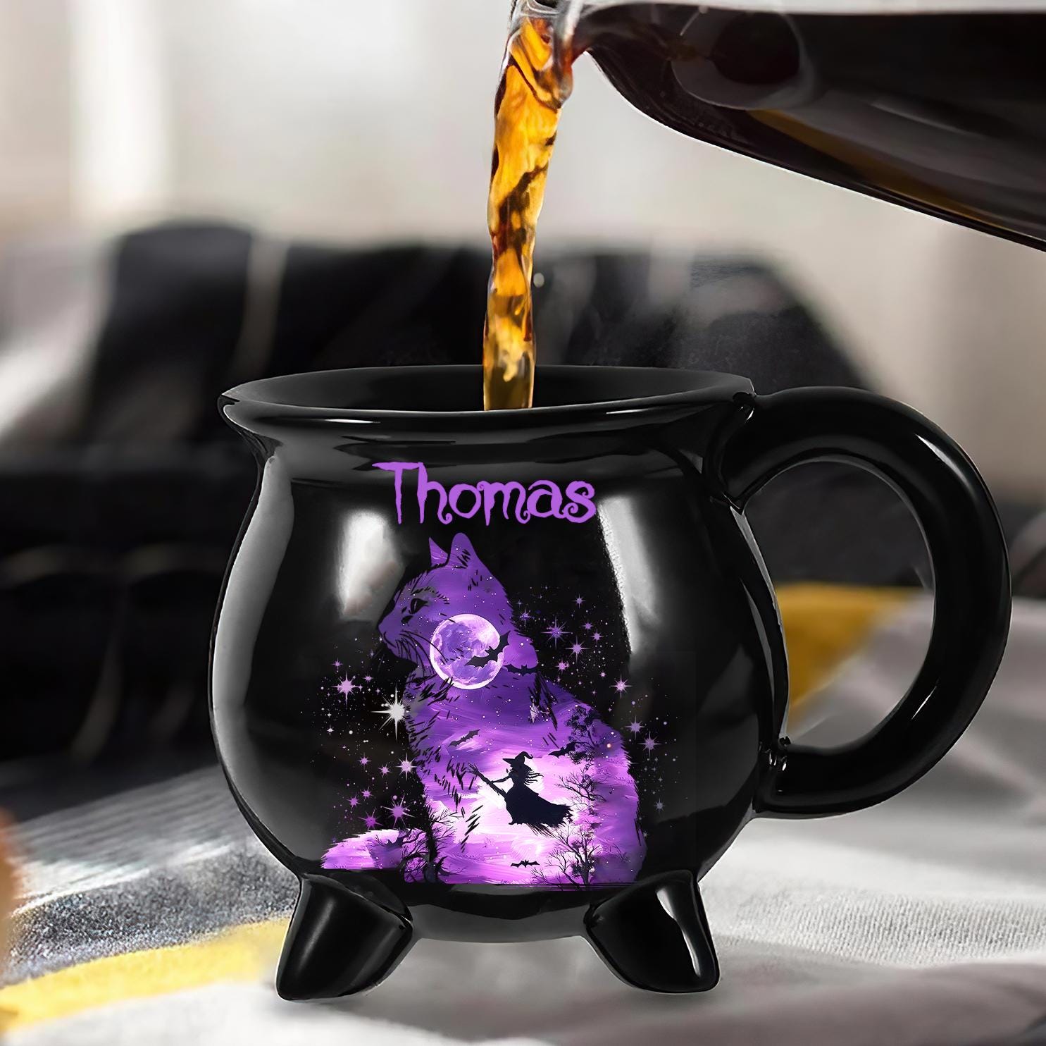 Custom Cat Witch Cauldron Coffee Mug
