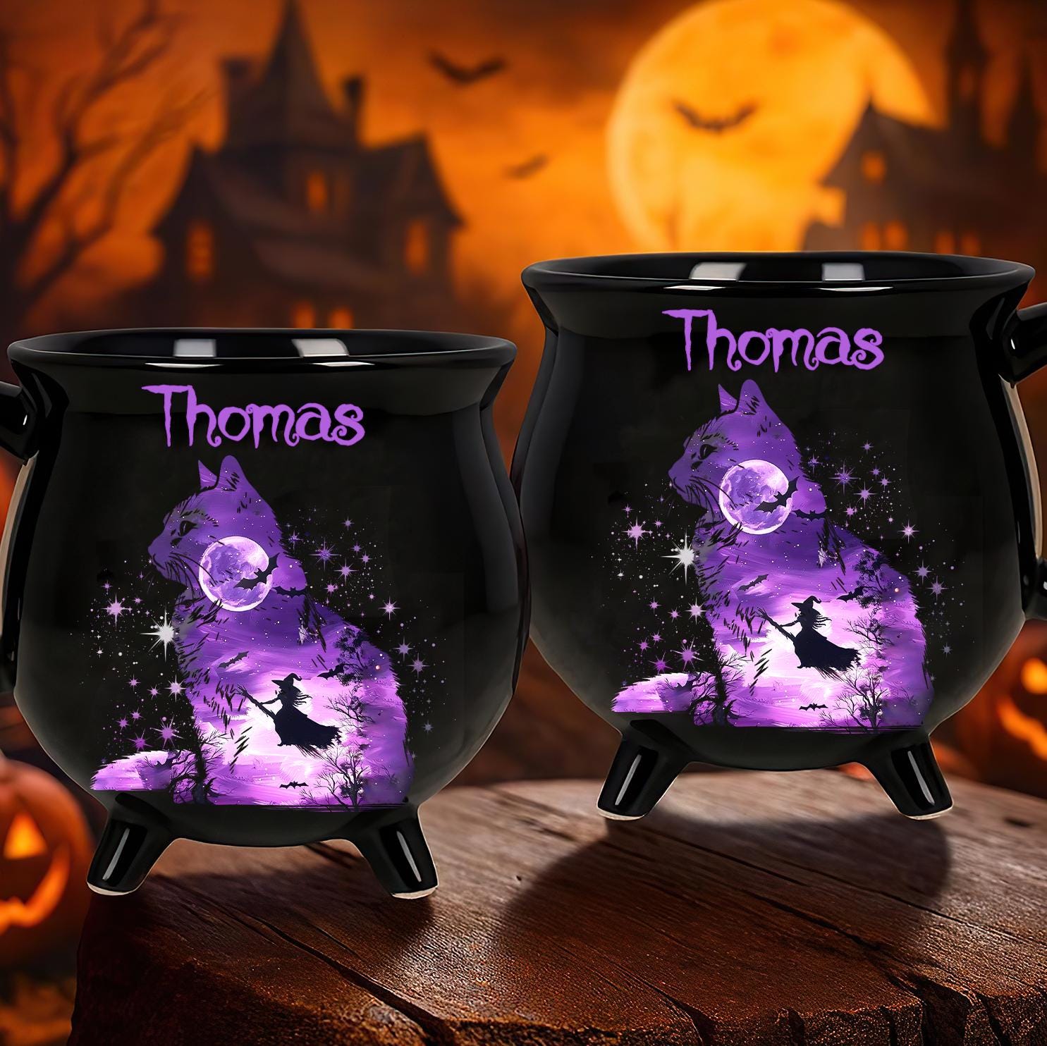 Custom Cat Witch Cauldron Coffee Mug