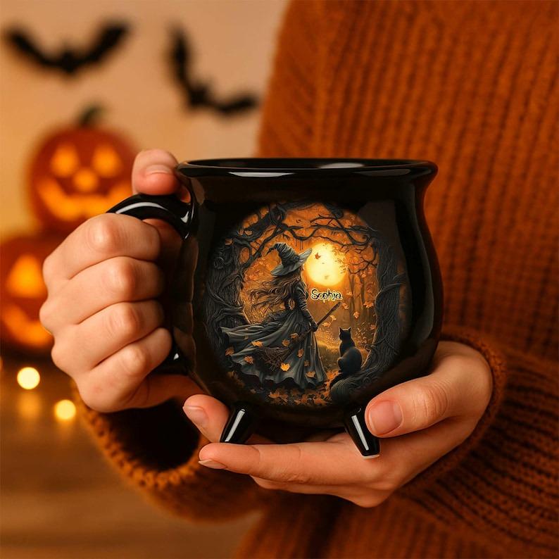 Custom Name Gothic Witch Mug for Halloween