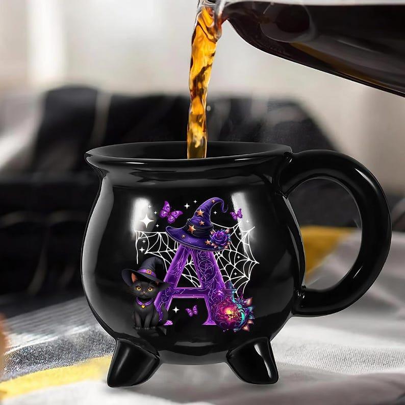 Custom Witch Coffee Cup with Bats